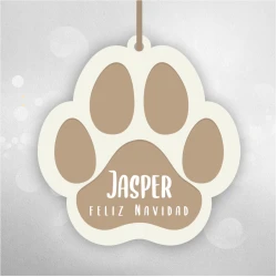 Adorno Navidad personalizado - madera - huella mascota