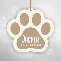 Adorno Navidad personalizado - madera - huella mascota