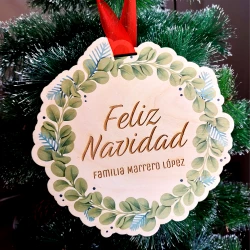 Corona Navidad madera personalizada